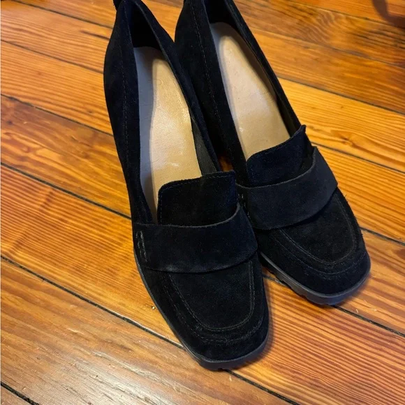 Black Suede Women's Loafers - Picture 2 of 3